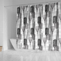 Aloha Hawaii Vintage Kahili Pa'a Lima Shower Curtain Palaka Print Hinahina