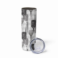 Aloha Hawaii Vintage Kahili Pa'a Lima Skinny Tumbler Palaka Print Hinahina