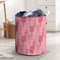 Aloha Hawaii Vintage Kahili Pa'a Lima Laundry Basket Palaka Print Berry Pink