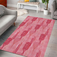 Aloha Hawaii Vintage Kahili Pa'a Lima Area Rug Palaka Print Berry Pink