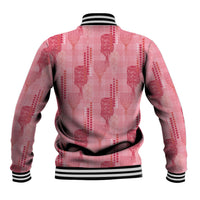 Aloha Hawaii Vintage Kahili Pa'a Lima Baseball Jacket Palaka Print Berry Pink
