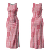 Aloha Hawaii Vintage Kahili Pa'a Lima Couples Matching Tank Maxi Dress and Long Sleeve Button Shirt Palaka Print Berry Pink