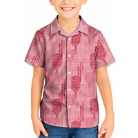 Aloha Hawaii Vintage Kahili Pa'a Lima Kid Hawaiian Shirt Palaka Print Berry Pink