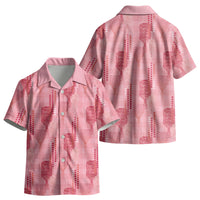 Aloha Hawaii Vintage Kahili Pa'a Lima Kid Hawaiian Shirt Palaka Print Berry Pink