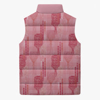 Aloha Hawaii Vintage Kahili Pa'a Lima Sleeveless Puffer Jacket Palaka Print Berry Pink