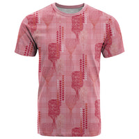 Aloha Hawaii Vintage Kahili Pa'a Lima T Shirt Palaka Print Berry Pink