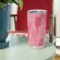 Aloha Hawaii Vintage Kahili Pa'a Lima Tumbler Cup Palaka Print Berry Pink