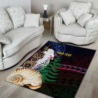 New Caledonia Kanaky Personalized Area Rug Kagu Bird Emblem - Polynesian Pride