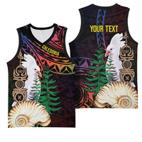 New Caledonia Kanaky Personalized Basketball Jersey Kagu Bird Emblem - Polynesian Pride