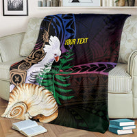 New Caledonia Kanaky Personalized Blanket Kagu Bird Emblem - Polynesian Pride