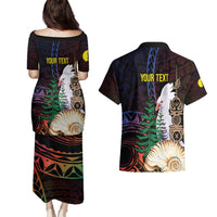 New Caledonia Kanaky Personalized Couples Matching Puletasi and Hawaiian Shirt Kagu Bird Emblem - Polynesian Pride