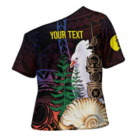 New Caledonia Kanaky Personalized Cross Shoulder Shirt Kagu Bird Emblem - Polynesian Pride