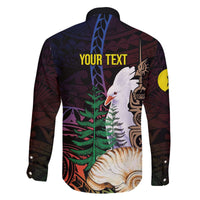 New Caledonia Kanaky Personalized Family Matching Off The Shoulder Long Sleeve Dress and Hawaiian Shirt Kagu Bird Emblem - Polynesian Pride