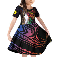 New Caledonia Kanaky Personalized Family Matching Off Shoulder Short Dress and Hawaiian Shirt Kagu Bird Emblem - Polynesian Pride