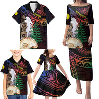 New Caledonia Kanaky Personalized Family Matching Puletasi and Hawaiian Shirt Kagu Bird Emblem - Polynesian Pride