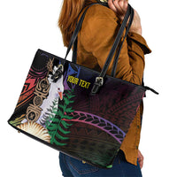 New Caledonia Kanaky Personalized Leather Tote Bag Kagu Bird Emblem - Polynesian Pride