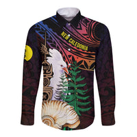 New Caledonia Kanaky Personalized Long Sleeve Button Shirt Kagu Bird Emblem - Polynesian Pride
