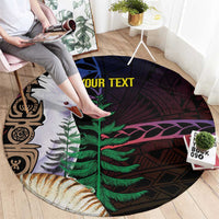 New Caledonia Kanaky Personalized Round Carpet Kagu Bird Emblem - Polynesian Pride
