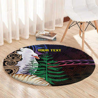 New Caledonia Kanaky Personalized Round Carpet Kagu Bird Emblem - Polynesian Pride