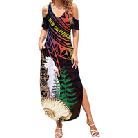 New Caledonia Kanaky Personalized Summer Maxi Dress Kagu Bird Emblem - Polynesian Pride