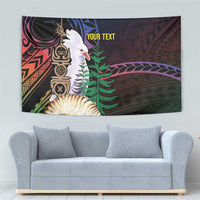 New Caledonia Kanaky Personalized Tapestry Kagu Bird Emblem - Polynesian Pride