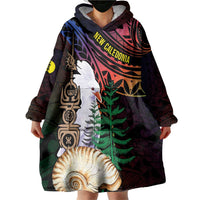 New Caledonia Kanaky Personalized Wearable Blanket Hoodie Kagu Bird Emblem - Polynesian Pride