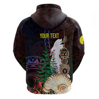 New Caledonia Kanaky Personalized Zip Hoodie Kagu Bird Emblem - Polynesian Pride