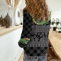 Hawai'i Paniolo Maile Twisted Lei Women Casual Shirt Obsidian Black LT7 - Polynesian Pride
