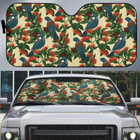 New Zealand Christmas Auto Sun Shade Romantic Tui Birds on Pohutukawa - Ivory - Polynesian Pride
