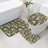 New Zealand Christmas Bathroom Set Romantic Tui Birds on Pohutukawa - Ivory - Polynesian Pride