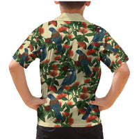 New Zealand Christmas Family Matching Mermaid Dress and Hawaiian Shirt Romantic Tui Birds on Pohutukawa - Ivory - Polynesian Pride