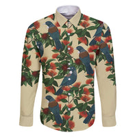 New Zealand Christmas Family Matching Puletasi and Hawaiian Shirt Romantic Tui Birds on Pohutukawa - Ivory - Polynesian Pride