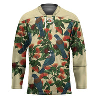 New Zealand Christmas Hockey Jersey Romantic Tui Birds on Pohutukawa - Ivory - Polynesian Pride