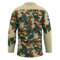 New Zealand Christmas Hockey Jersey Romantic Tui Birds on Pohutukawa - Ivory - Polynesian Pride