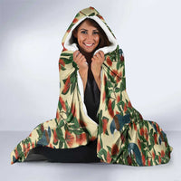 New Zealand Christmas Hooded Blanket Romantic Tui Birds on Pohutukawa - Ivory - Polynesian Pride