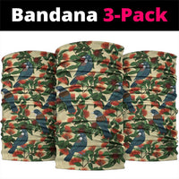 New Zealand Christmas Neck Gaiter Romantic Tui Birds on Pohutukawa - Ivory - Polynesian Pride