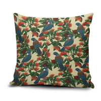 New Zealand Christmas Pillow Cover Romantic Tui Birds on Pohutukawa - Ivory LT7 Ivory - Polynesian Pride