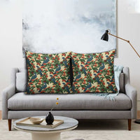 New Zealand Christmas Pillow Cover Romantic Tui Birds on Pohutukawa - Ivory LT7 - Polynesian Pride