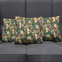 New Zealand Christmas Pillow Cover Romantic Tui Birds on Pohutukawa - Ivory LT7 - Polynesian Pride