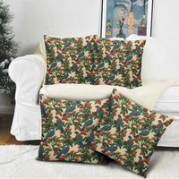New Zealand Christmas Pillow Cover Romantic Tui Birds on Pohutukawa - Ivory LT7 - Polynesian Pride