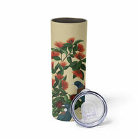 New Zealand Christmas Skinny Tumbler Romantic Tui Birds on Pohutukawa - Ivory - Polynesian Pride