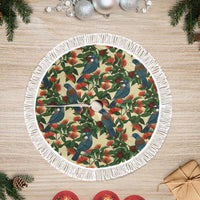 New Zealand Christmas Tree Skirt Romantic Tui Birds on Pohutukawa - Ivory - Polynesian Pride