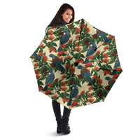 New Zealand Christmas Umbrella Romantic Tui Birds on Pohutukawa - Ivory - Polynesian Pride