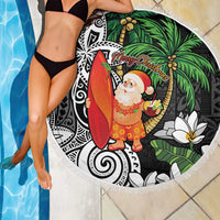 Polynesian Beach Blanket Tropical Santa - Plumeria Black Vintage