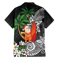 Polynesian Family Matching Summer Maxi Dress and Hawaiian Shirt Tropical Santa - Plumeria Black Vintage