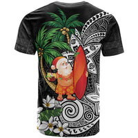 Polynesian T Shirt Tropical Santa - Plumeria Black Vintage LT7 - Polynesian Pride