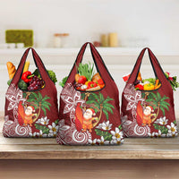 Polynesian Grocery Bag Tropical Santa - Plumeria Red Vintage