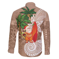 Polynesian Family Matching Mermaid Dress and Hawaiian Shirt Tropical Santa - Plumeria Beige Vintage