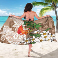 Polynesian Sarong Tropical Santa - Plumeria Beige Vintage