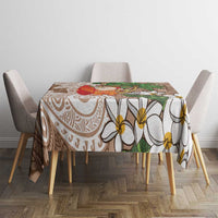 Polynesian Tablecloth Tropical Santa - Plumeria Beige Vintage
